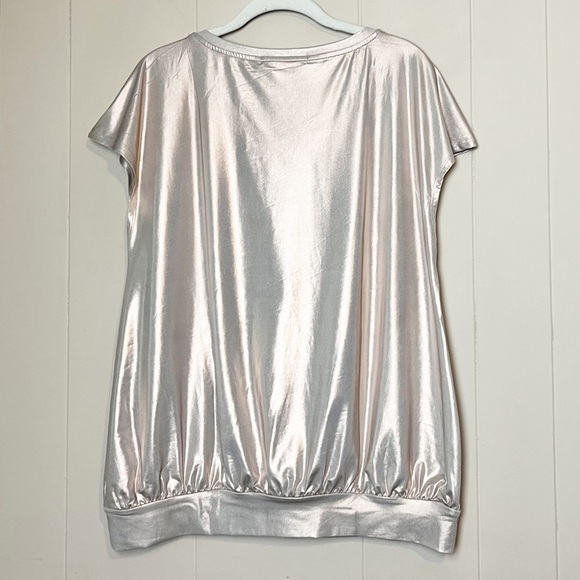 Adyson Parker NWT Liquid Jersey Short Sleeve Top 1X champagne gold shimmer - Picture 4 of 10